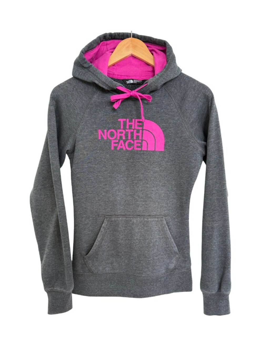 The North Face Hoodie Sweatshirt Women XS Gray Pink Half Dome Pullover Grey